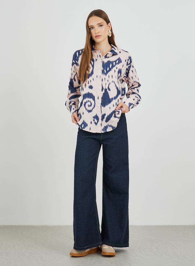 تايك تو قميص واسع بياقة مطبوعة - Image 2