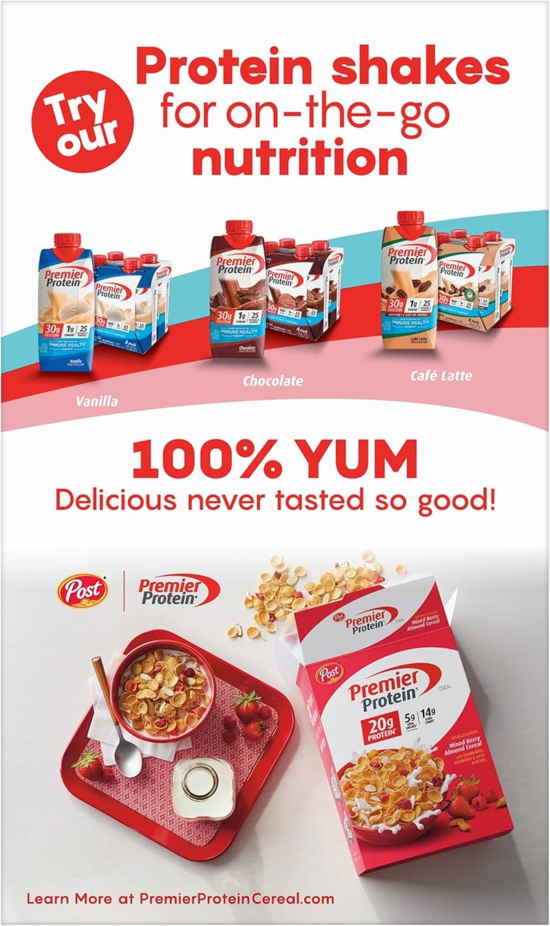 Premier Protein Chocolate Almond Cereal - High Protein Chocolatey Cereal with Sliced Almonds, 20g Protein per Serving, 9 OZ Box - Image 4