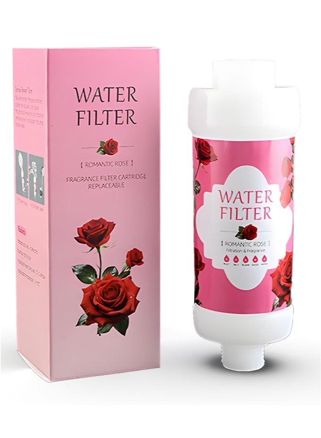 اماروها فلتر استحمام كوري بالفيتامينات - لمنع تساقط الشعر - يمنع الحساسية أو جفاف الجلد - إزالة الكلور والصدأ - العلاج العطري المريح - خرطوشة فلتر استحمام غير سامة. (وردي) - Image 1