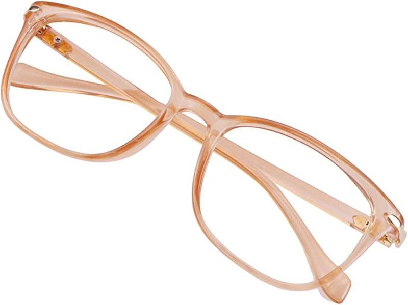 VisionGlobal Blue Light Blocking Glasses for Women/Men, Anti Eyestrain, Computer Reading, TV Glasses, Stylish Square Frame, Anti Glare(Champagne,+1.75 Magnification) - Image 1
