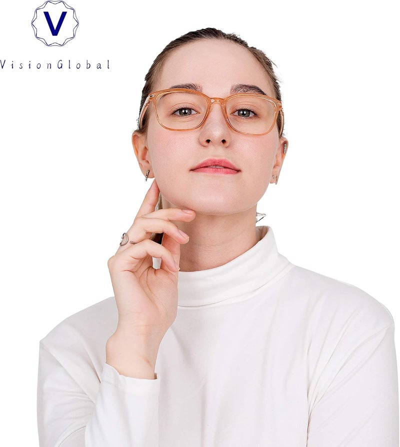VisionGlobal Blue Light Blocking Glasses for Women/Men, Anti Eyestrain, Computer Reading, TV Glasses, Stylish Square Frame, Anti Glare(Champagne,+1.75 Magnification) - Image 5