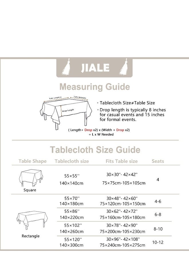 Tablecloths for Rectangle Tables,Cotton Linen Table Cloth Waterproof Tablecloth Wrinkle Free Farmhouse Dining Table Cover,Soft Fabric Table Cloths with Tassels,Brown,55" X 70",4 6 Seats - Image 2