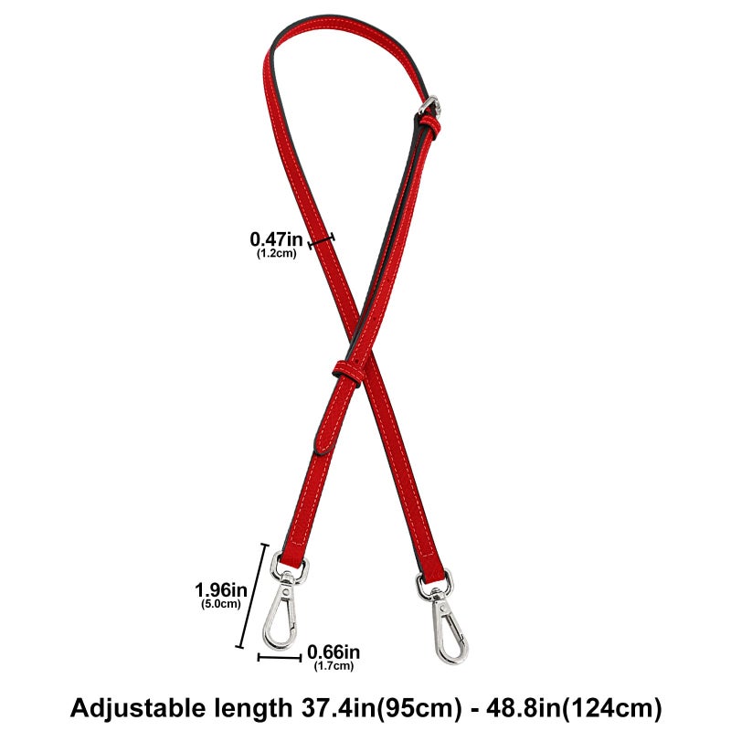 Adjustable leather shoulder strap for women's handbags/Bright red - Image 3