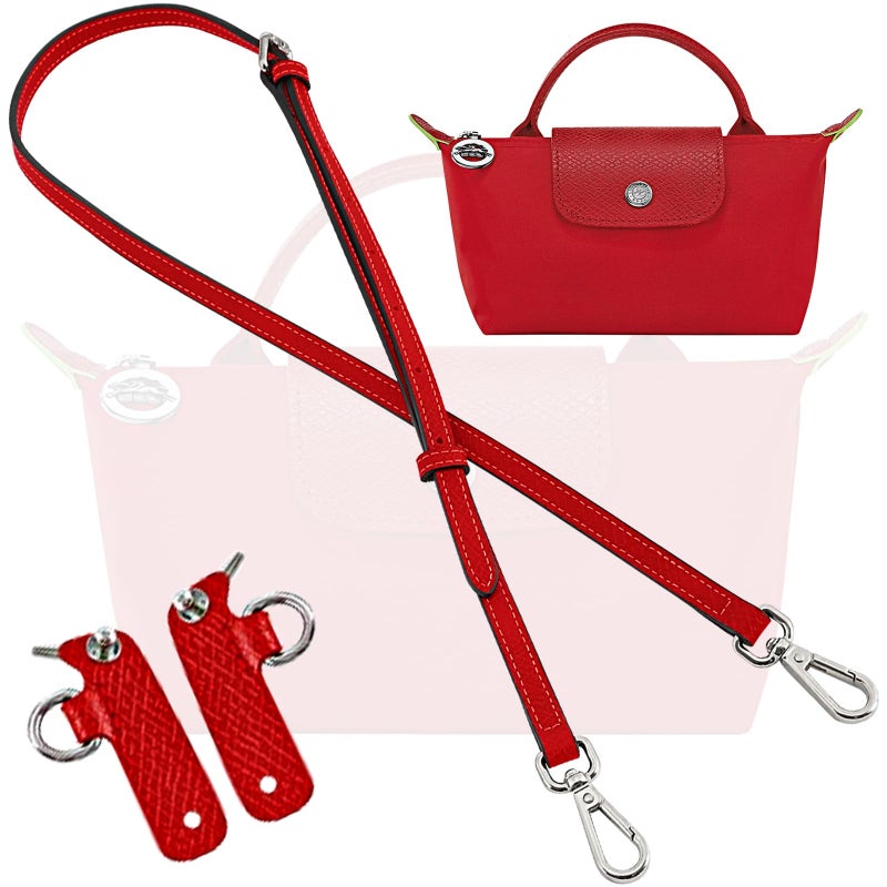 Adjustable leather shoulder strap for women's handbags/Bright red - Image 2