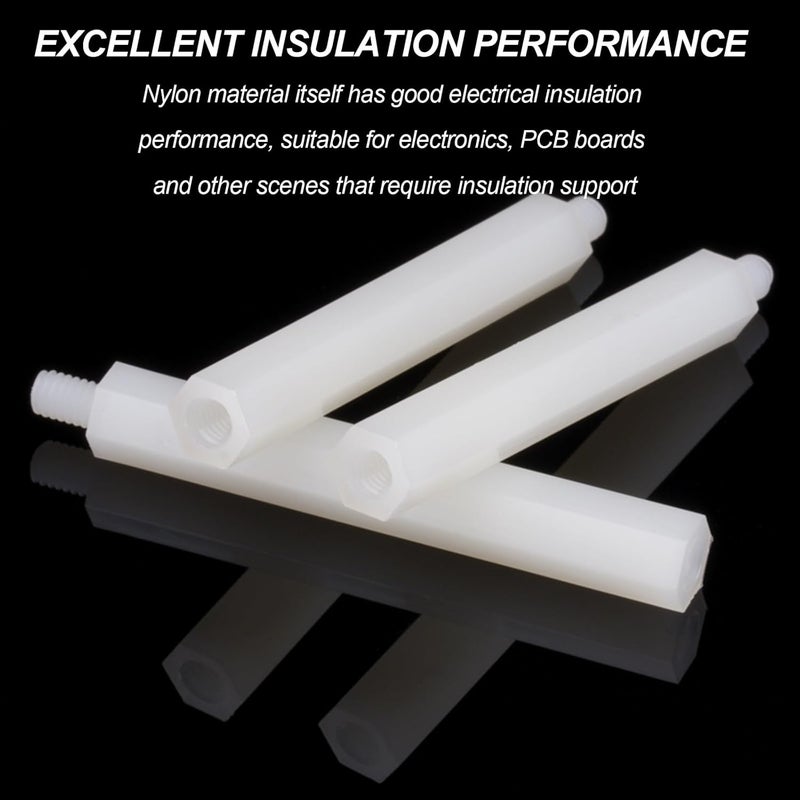 M4 Nylon Hex Spacer Standoffs 20mm Column 6mm Thread 100 Pcs For DIY Electronics - Image 5