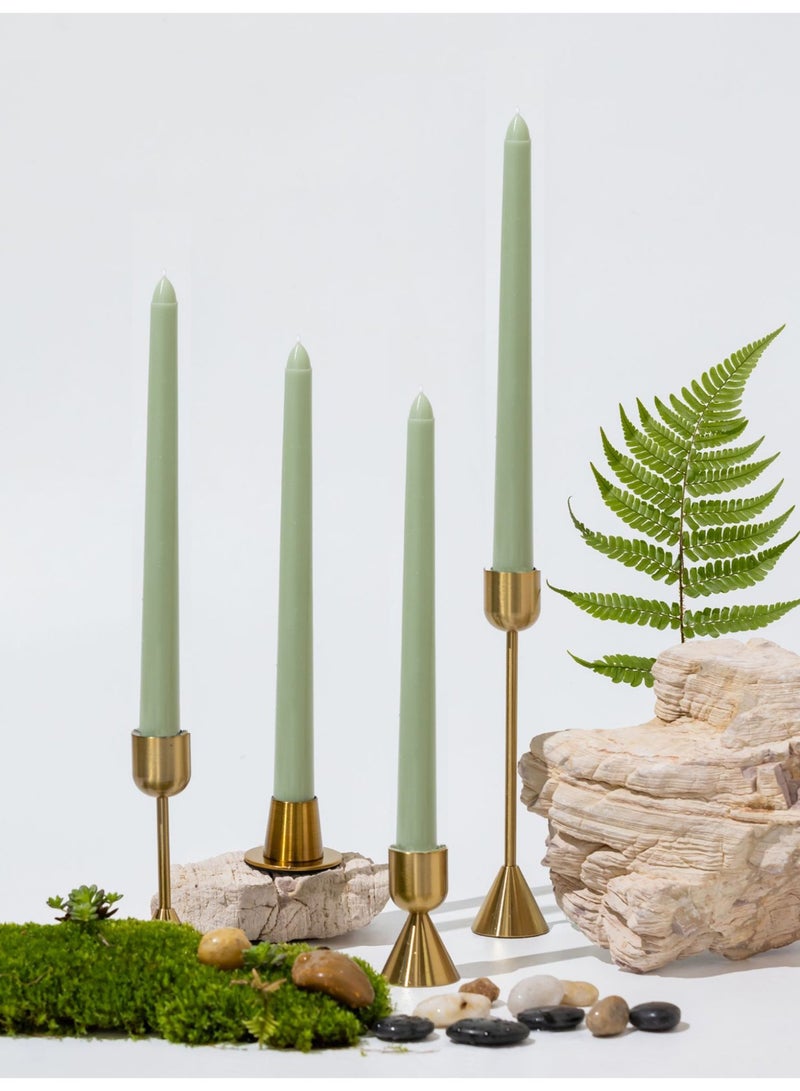 Taper Candles 10 Inch Light Green Set of 4 Unscented, Dripless, Smokeless Long Tall Tapered Candlesticks Wedding Home Decor Dinner Natural Color Series - Image 3