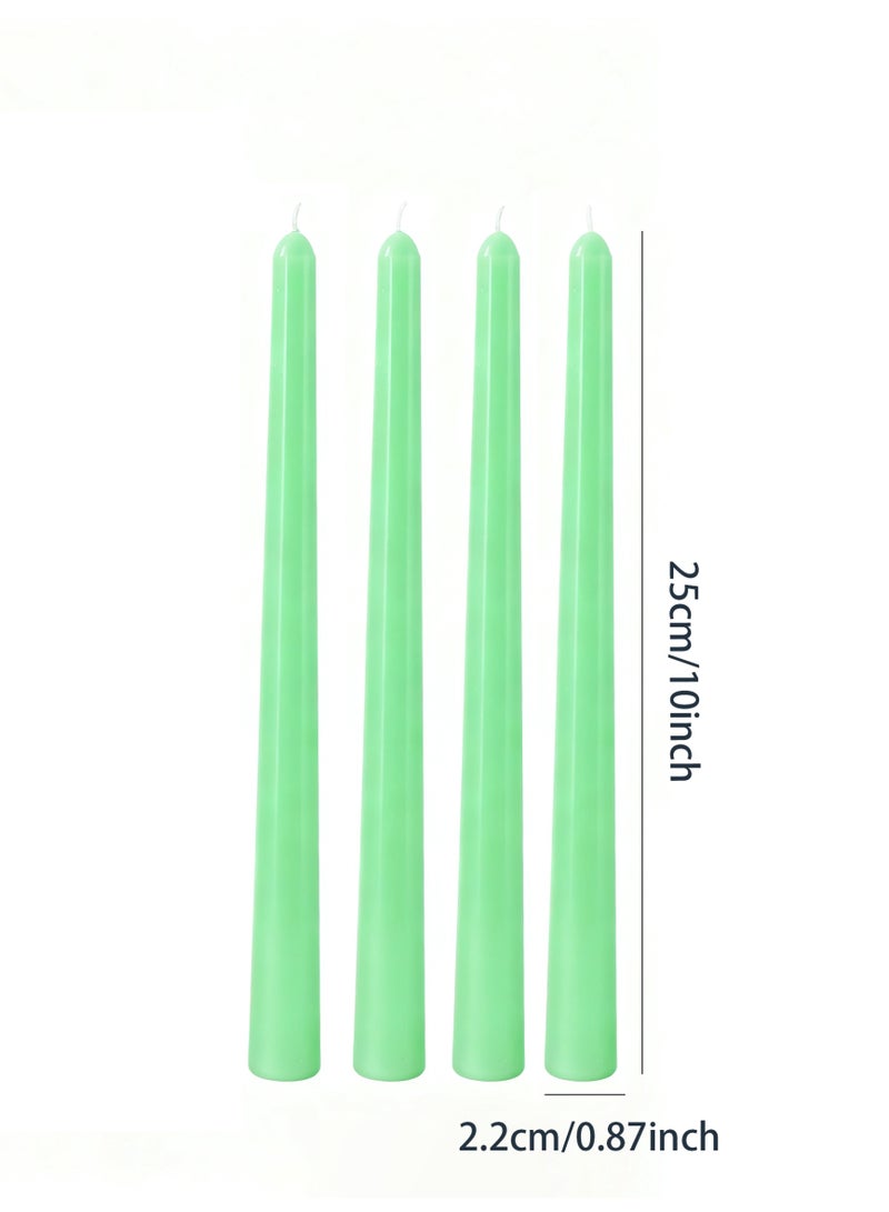 Taper Candles 10 Inch Light Green Set of 4 Unscented, Dripless, Smokeless Long Tall Tapered Candlesticks Wedding Home Decor Dinner Natural Color Series - Image 2
