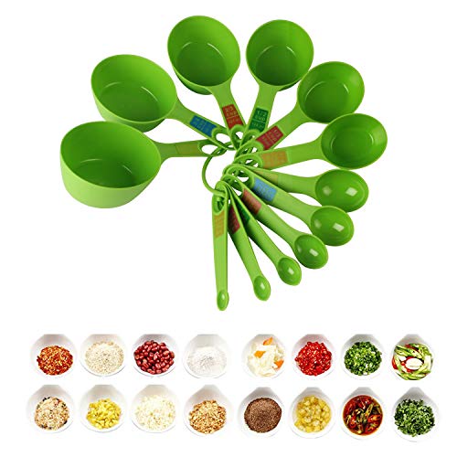 SWAB™ Plastic Measuring Cups and Spoon Set with Ring Holder, 12 Piece Set (Green) - Image 4