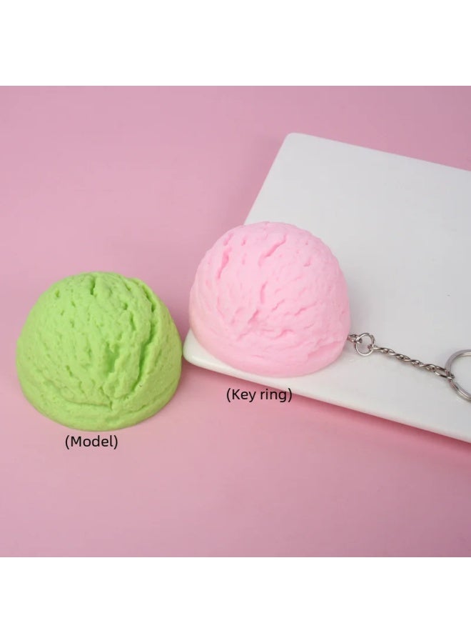 Loquat 3cm Thickness Pvc Macaron Color Series Ice Cream Shake Ball Food Play Toy Ice Cream Tossing Ball Modern Simple Style-Color:Small Style-pink Ice Cream Ball-keychain Style-Dimensions:5.5*3cm - Image 2