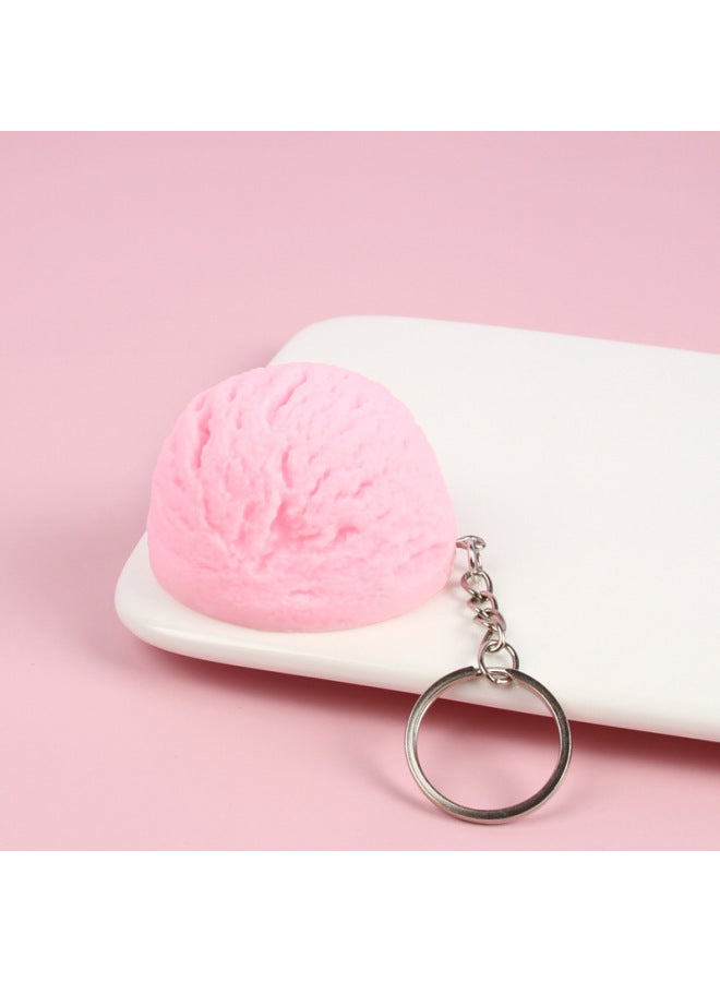 Loquat 3cm Thickness Pvc Macaron Color Series Ice Cream Shake Ball Food Play Toy Ice Cream Tossing Ball Modern Simple Style-Color:Small Style-pink Ice Cream Ball-keychain Style-Dimensions:5.5*3cm - Image 1