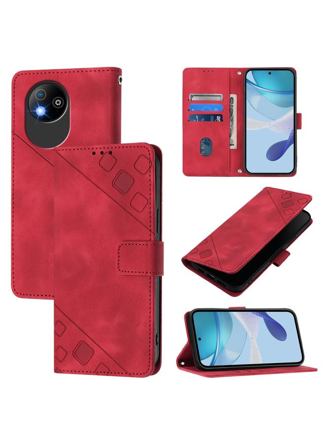 The Bros Case For ZTE Blade A35 Lite / A35 Core Skin Feel Embossed Leather Phone Case