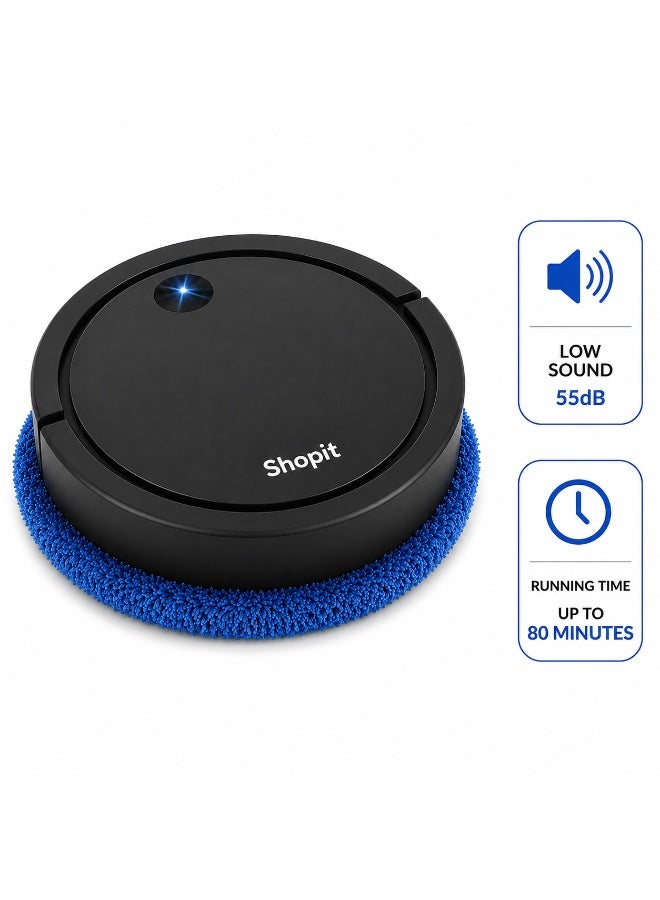 Shopit Automatic Robot Vacuum Cleaner & Smart Mop – Low Noise Robot Vacuum and Mop with Strong Suction, USB Rechargeable Intelligent Sweeping Robot for Home, Office & Pet Hair Cleaning - Image 1