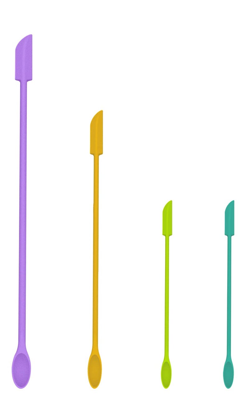 Mini Spatula Silicone Spatula Set 4pcs Small Makeup Scrapers for Cosmetics Reusable Beauty Tiny Tools Thin Jar Scraper Get the Last of the Makeup Out of the BottleCandy Colors