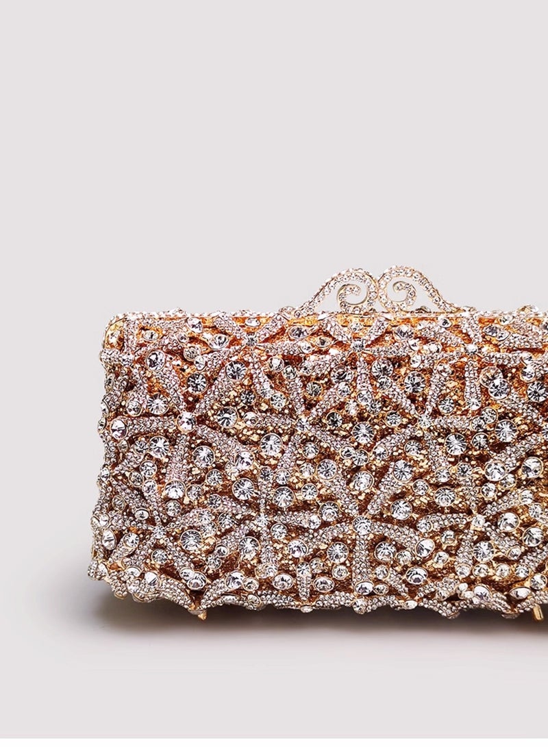Luxury Crystal Encrusted Hollow Gold Clutch Bag Sparkling Full Diamonds Evening Bag Party Clutch  - Image 3