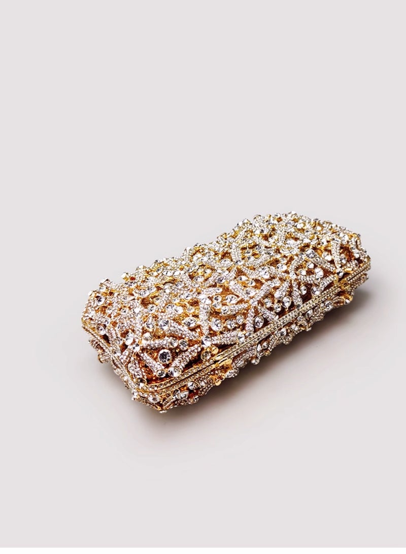 Luxury Crystal Encrusted Hollow Gold Clutch Bag Sparkling Full Diamonds Evening Bag Party Clutch  - Image 5