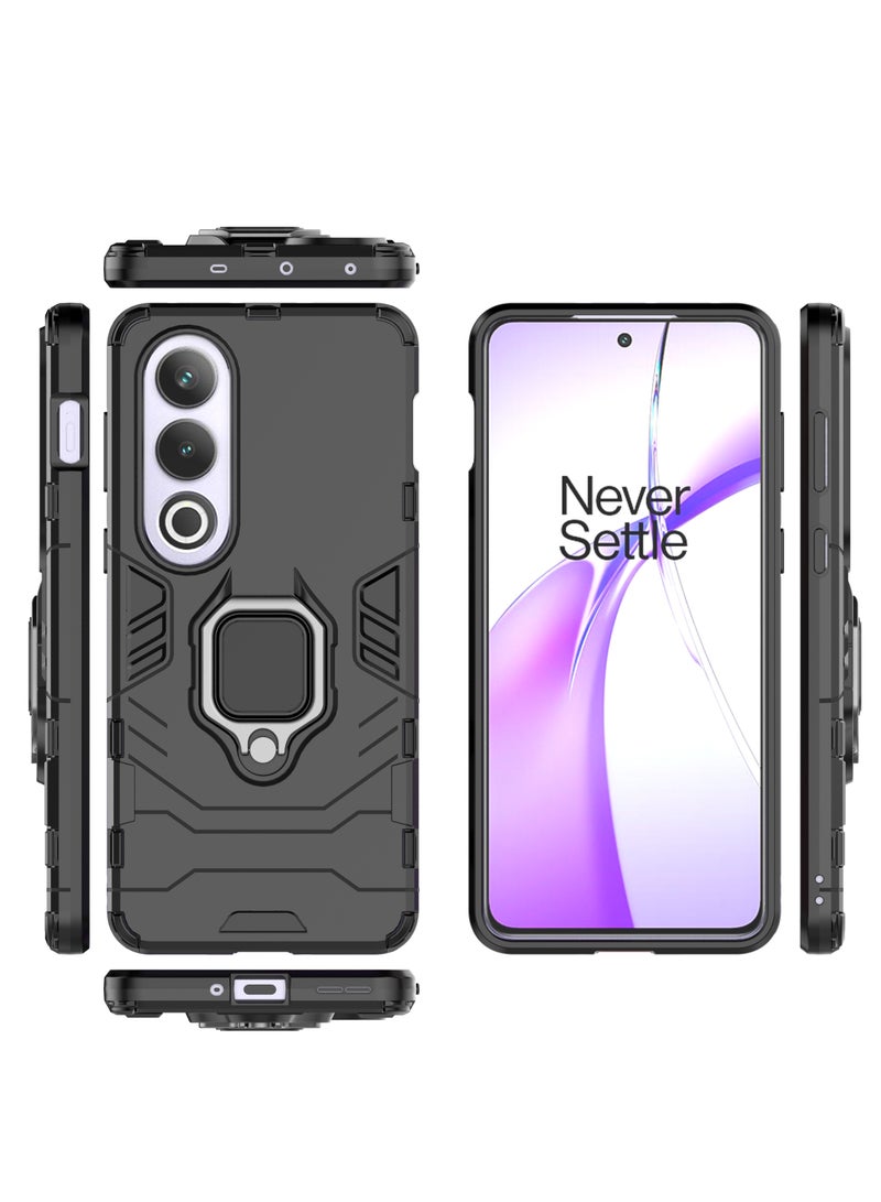 Case for OnePlus Nord CE4 5G with Kickstand, PC+TPU Dual-Layer,Black - Image 2