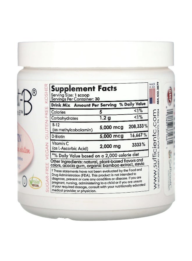 Sufficient-C Sufficient C, Abundant-B High Dosed B-12 & Biotin Drink Mix, Pink Lemonade, 108 g - Image 2