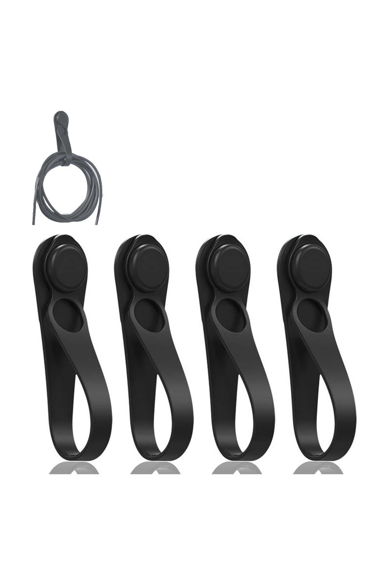 CMGTYYD 4Pcs Wall Mounted Punch-Free Adhesive Removable Cord Holder Organizer,Multi-Functional Cable Storage Strap,Silicone Cable Holder,No Tools Cord Bundlers for Hanging Electrical Cables（black） - Image 1