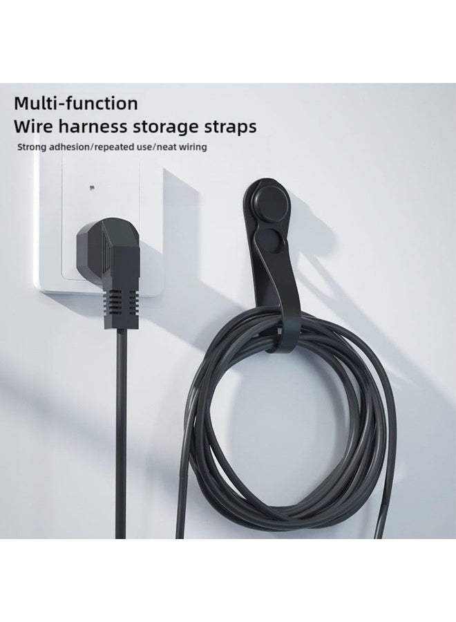 CMGTYYD 4Pcs Wall Mounted Punch-Free Adhesive Removable Cord Holder Organizer,Multi-Functional Cable Storage Strap,Silicone Cable Holder,No Tools Cord Bundlers for Hanging Electrical Cables（black） - Image 3