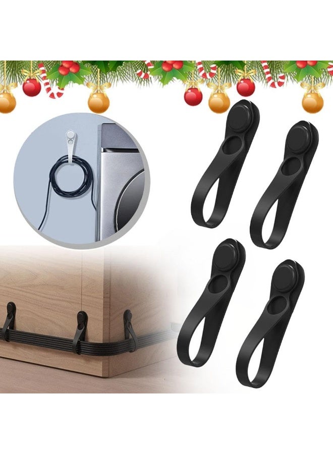 CMGTYYD 4Pcs Wall Mounted Punch-Free Adhesive Removable Cord Holder Organizer,Multi-Functional Cable Storage Strap,Silicone Cable Holder,No Tools Cord Bundlers for Hanging Electrical Cables（black） - Image 2