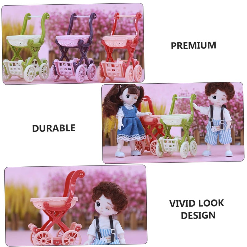 6 قطع عربة تسوق صغيرة لعبة دمية أثاث نموذج إكسسوارات DIY وردي - Image 5