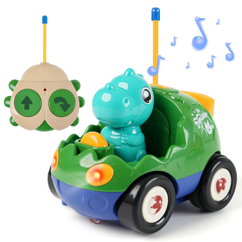 QPOU Remote Control Dinosaur Car for Kids Dino RC Car Toys for Toddler Ages 18 Months with Lights and Music Birthday Gifts for Boys Ages 2 3 4 5 Years Old - Image 3