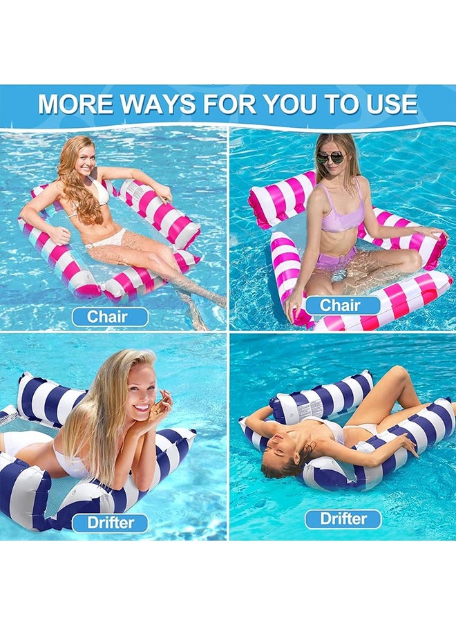 Topyich - Swimming Pool Floats,2 Packs Pool Floats,4-in-1 Adults Pool Float & Water Hammock with Air Pumps,Multi-Purpose,Inflatable Pool Floats for Adults(Blue,Pink) - Image 1