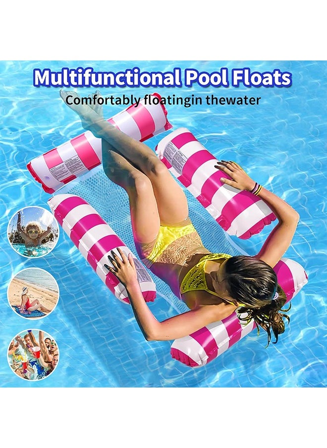 Topyich - Swimming Pool Floats,2 Packs Pool Floats,4-in-1 Adults Pool Float & Water Hammock with Air Pumps,Multi-Purpose,Inflatable Pool Floats for Adults(Blue,Pink) - Image 1
