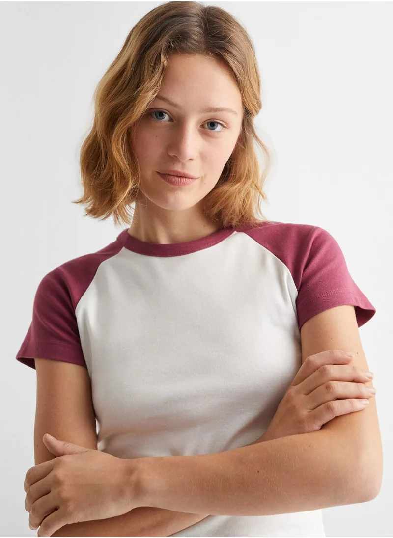 مانجو Youth Color Block Crop T-Shirt