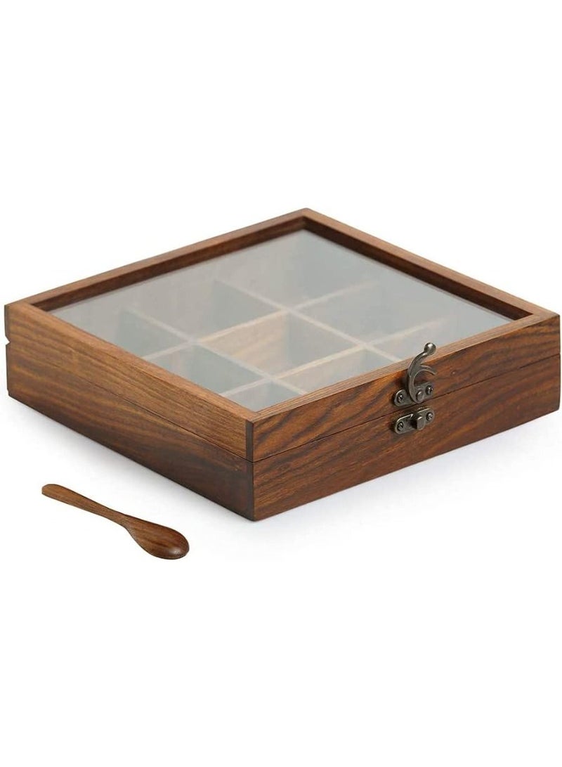 كويزيرا سطح طاولة خشبي ماسالا دابا حاويات برطمانات صندوق توابل مطبخ مع ملعقة - Image 2