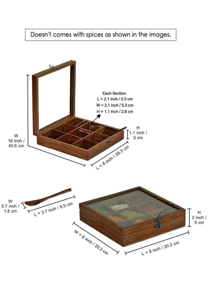 كويزيرا سطح طاولة خشبي ماسالا دابا حاويات برطمانات صندوق توابل مطبخ مع ملعقة - Image 3