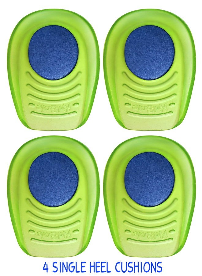 KidSole Gel + Memory Foam Shock Absorbing Heel Cups For Kid's With Sensitive Heels,Heel Spurs,Plantar Fasciitis,Or Ankle Pain(Kid's Size 3-7)2 Pairs,4 Single Heelcups,Green,Kids Size 3-7 - Image 4