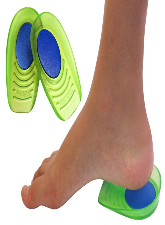 KidSole Gel + Memory Foam Shock Absorbing Heel Cups For Kid's With Sensitive Heels,Heel Spurs,Plantar Fasciitis,Or Ankle Pain(Kid's Size 3-7)2 Pairs,4 Single Heelcups,Green,Kids Size 3-7 - Image 5