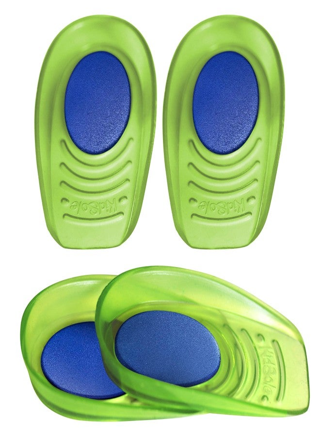KidSole Gel + Memory Foam Shock Absorbing Heel Cups For Kid's With Sensitive Heels,Heel Spurs,Plantar Fasciitis,Or Ankle Pain(Kid's Size 3-7)2 Pairs,4 Single Heelcups,Green,Kids Size 3-7 - Image 2