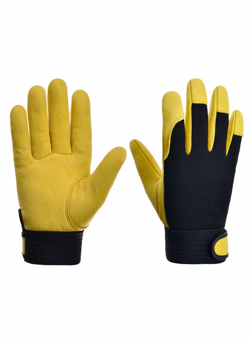 Excefore Work Gloves Men Women, Utility Light Duty for Gardening Warehouse Job Home Improvement Car Repair, Yellow  - Image 1