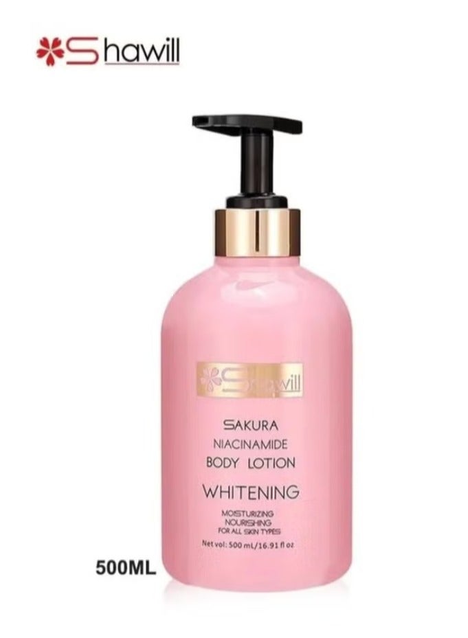 Shawill Sakura Niacinamide Whitening Body Lotion 500ml - Image 1