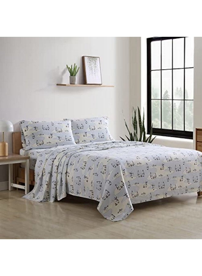 Eddie Bauer Eddie Bauer 196484 Skating Penguins Sheet Set, Blue Sky, Queen - Image 1