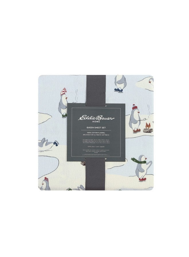 Eddie Bauer Eddie Bauer 196484 Skating Penguins Sheet Set, Blue Sky, Queen - Image 4