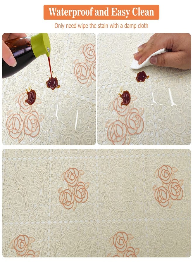 iSamzan Waterproof OilProof Vinyl Table Cover, Plastic Lace Tablecloth for Rectangle Table, Textured Home Decor for Parties, Dining, Kitchen, Outdoor Table - Image 4