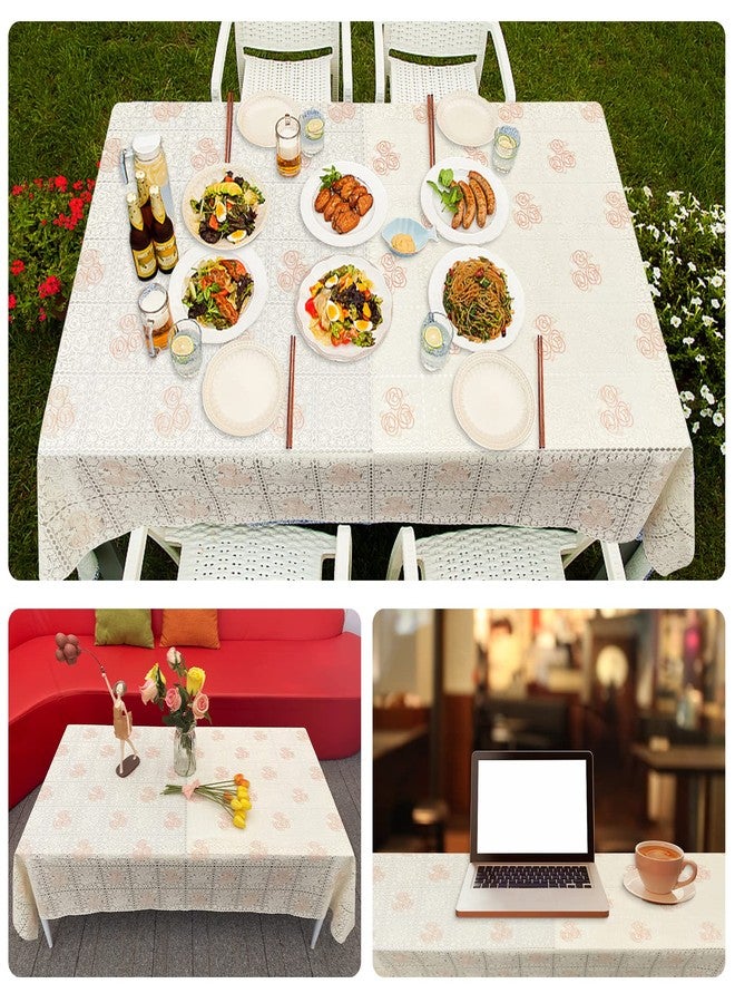 iSamzan Waterproof OilProof Vinyl Table Cover, Plastic Lace Tablecloth for Rectangle Table, Textured Home Decor for Parties, Dining, Kitchen, Outdoor Table - Image 3