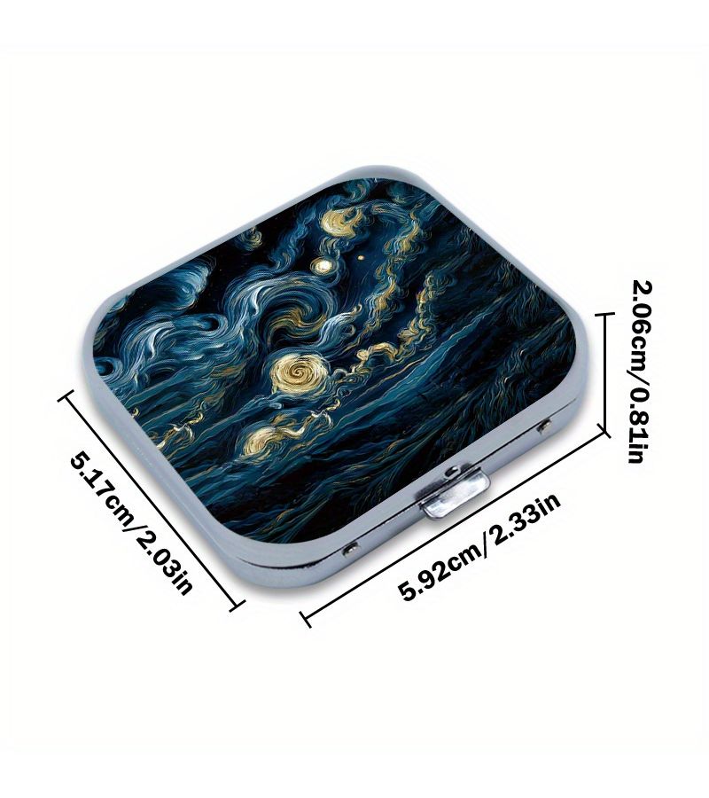 Mini Portable Metal Ashtray Stainless Steel Travel Ashtray Metallic Color Blue Golden Black Swirl Galaxy Pattern Leakproof Lid Unique Gadget For Birthday Valentine Christmas Gift Party - Image 2