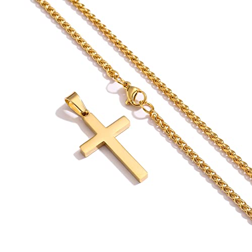 RS Cross Necklace for Men Boys Stainless Steel Pendant Chain Religious Christian Baptism Catholic Confirmation Jewelry Gifts Teen Teenage Son Him - Image 4