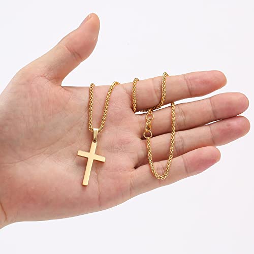 RS Cross Necklace for Men Boys Stainless Steel Pendant Chain Religious Christian Baptism Catholic Confirmation Jewelry Gifts Teen Teenage Son Him - Image 3