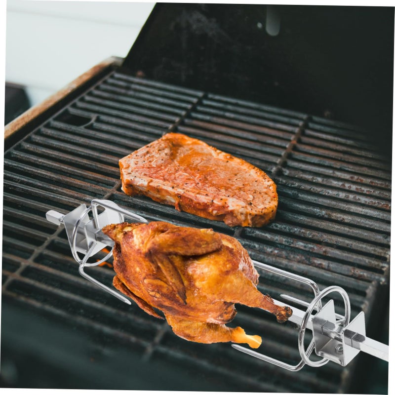 Stainless Steel Rotating Skewer Basket Roast Rack Oven Bbq Rotisserie Cage Turkey Roasting Kit Easy Clean - Image 5