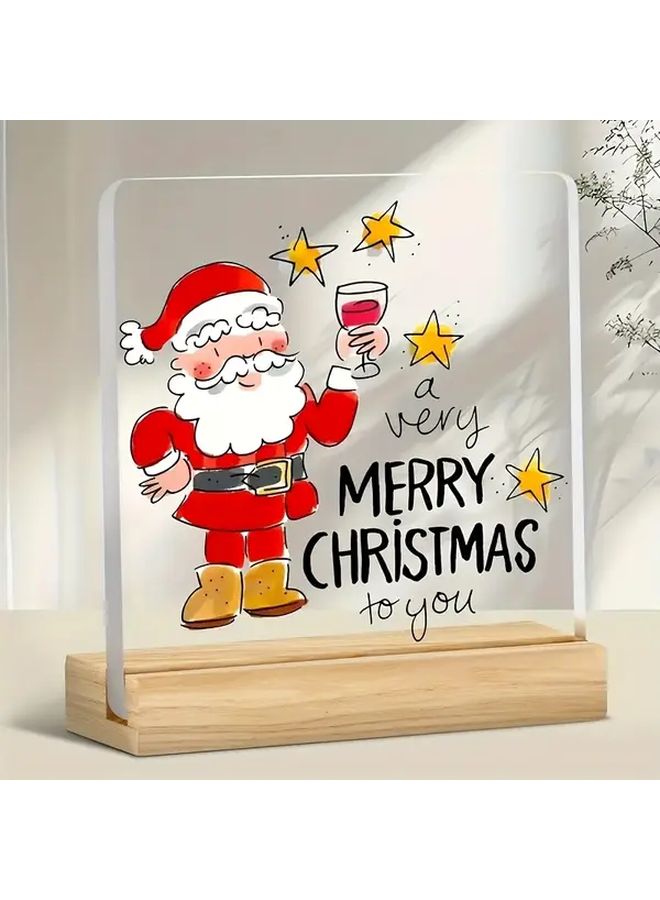 Santa Claus Acrylic Christmas Tabletop Decoration Base With Ornaments - Image 1