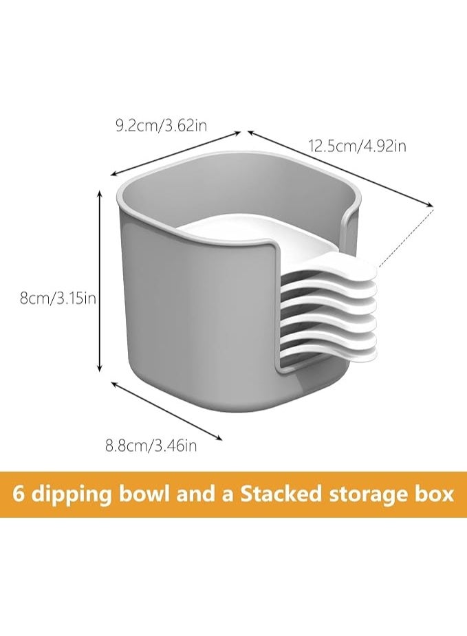 6 Pack Soy Sauce Dishes And Holder, Dipping Sauce Tray, Pinch Bowls, Small Dip Bowls Set, Sauce Dish Bowls, Mini Bowl For Side Dish, Ketchup, Soy, BBQ, Sushi, Party, Condiments Serving Bowl Set - Image 3