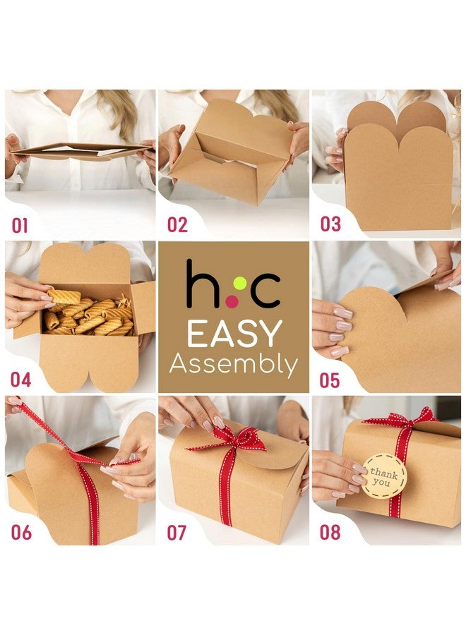 Hayley Cherie Brown Kraft Cookie Boxes for Gift Giving with Ribbons (20 Pack) 6.5” x 4” Cardboard Gift Boxes for Baked Goods, Small Candy Boxes Empty, Christmas, Holiday Packaging, Baking, Treat Boxes with Stickers - Image 4