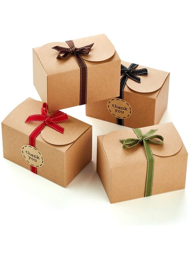 Hayley Cherie Brown Kraft Cookie Boxes for Gift Giving with Ribbons (20 Pack) 6.5” x 4” Cardboard Gift Boxes for Baked Goods, Small Candy Boxes Empty, Christmas, Holiday Packaging, Baking, Treat Boxes with Stickers - Image 1