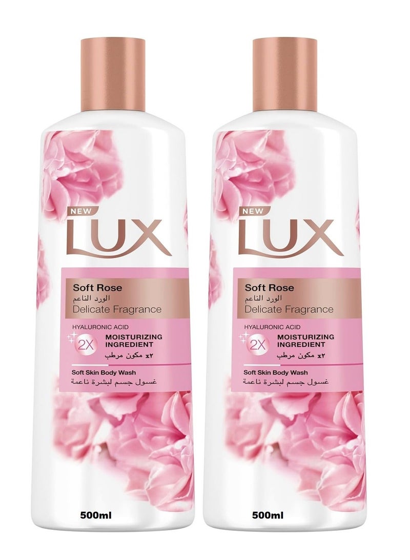 Lux Perfumed Moisturising Body Wash Soft Rose 500ml pack of 2 - Image 2
