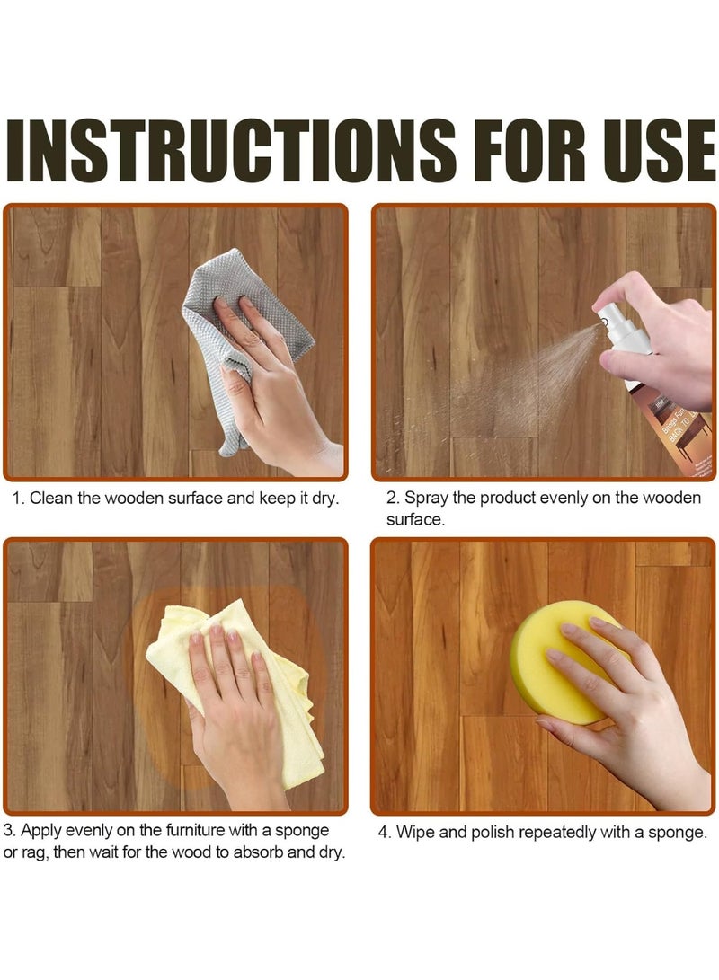 JUE-FISH Wooden Scratch Remover - Furniture Scratch Repair Spray for Wood Furniture and Floor, Fast Acting Wood Scratch Repair, Restores Natural Shine, Wood Repair Kit for Hardwood Floors 120ml - Image 5